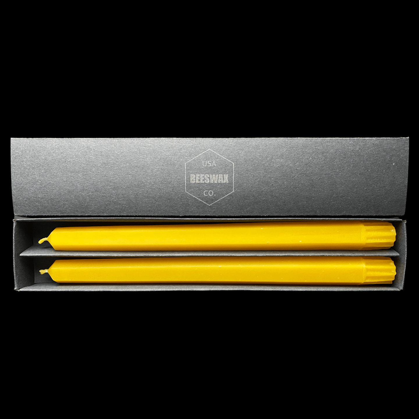 10" Hexagon Taper Candles - Yellow Beeswax