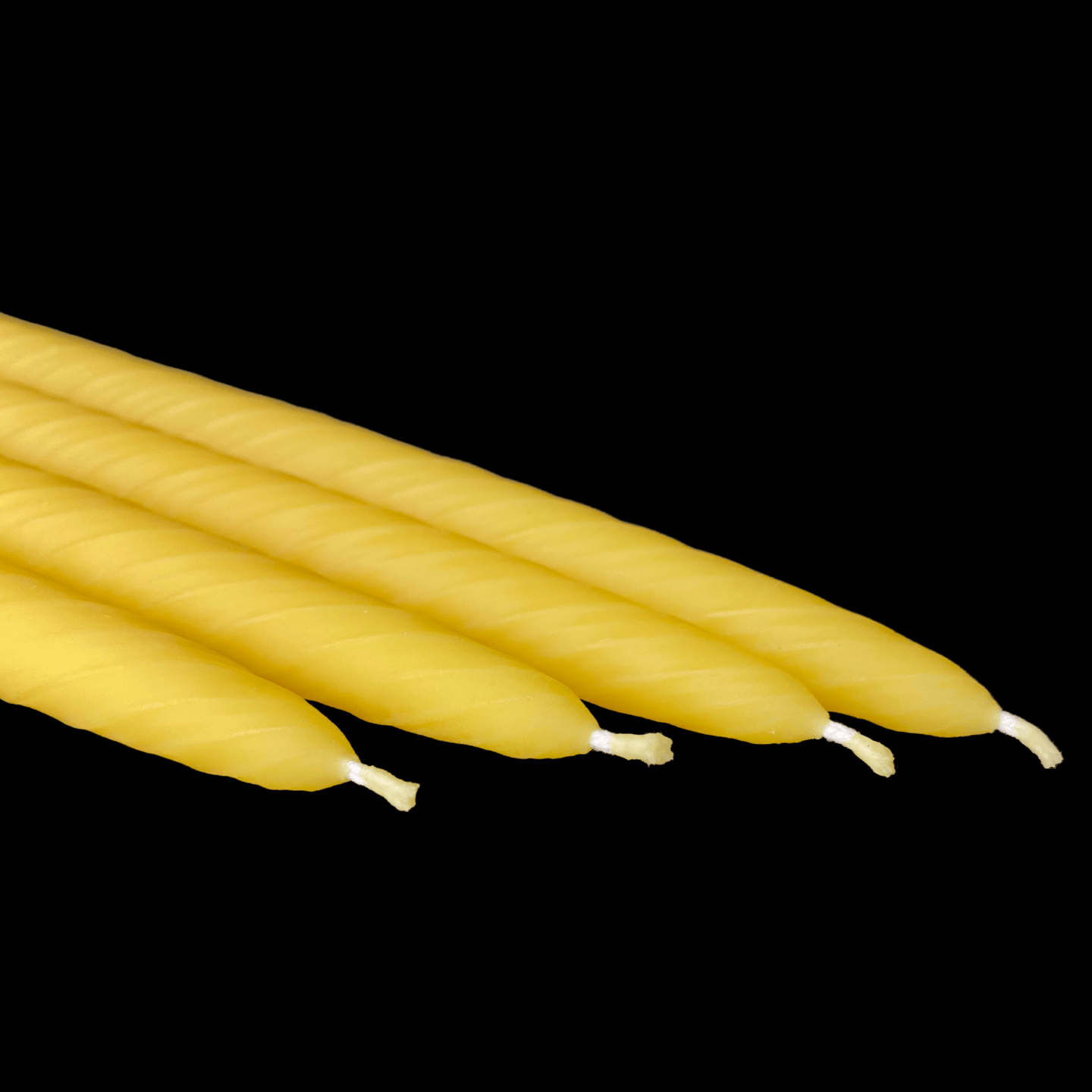 9.5" Romantic Swirl Tapers - Yellow Beeswax