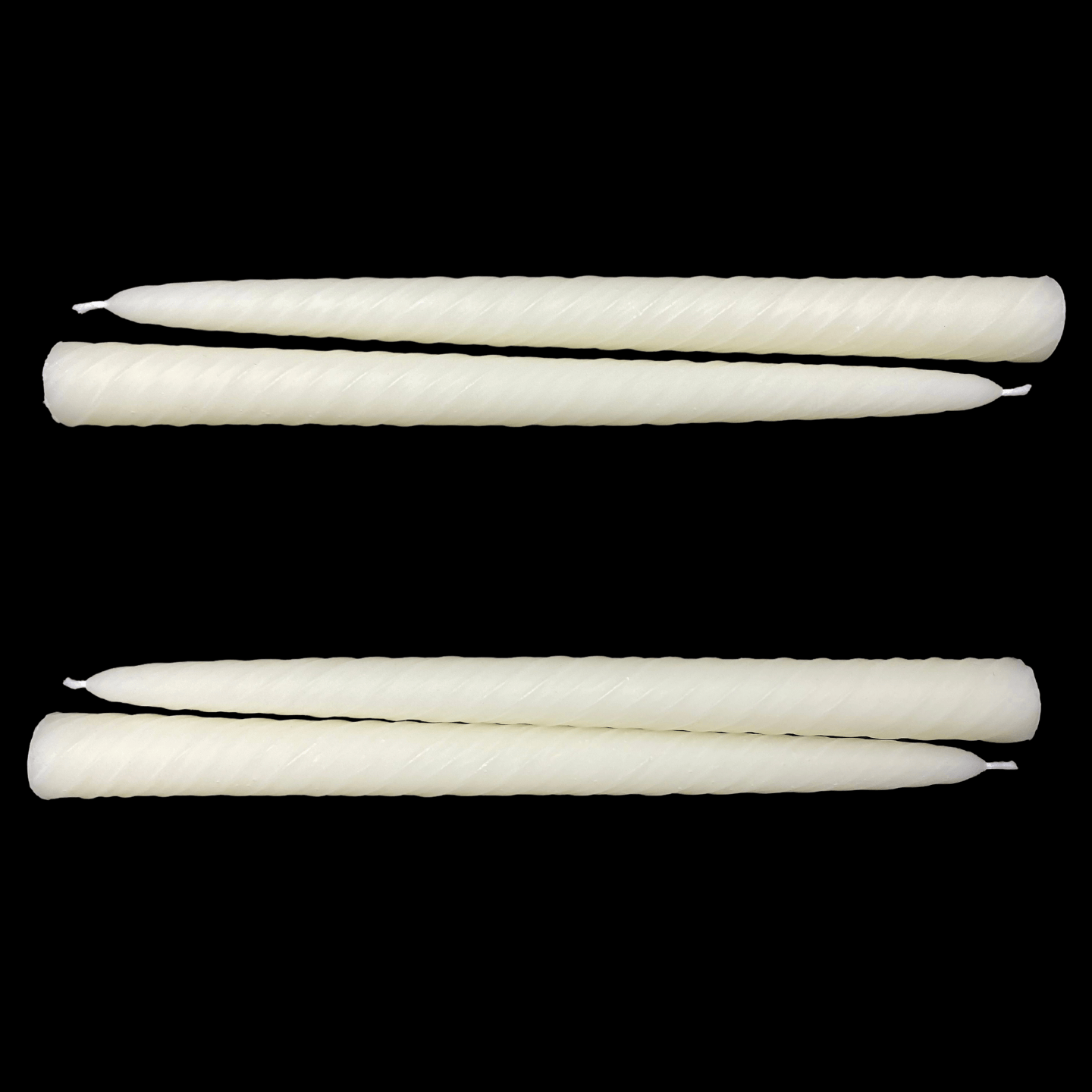 9.5" Romantic Swirl Tapers - White Beeswax