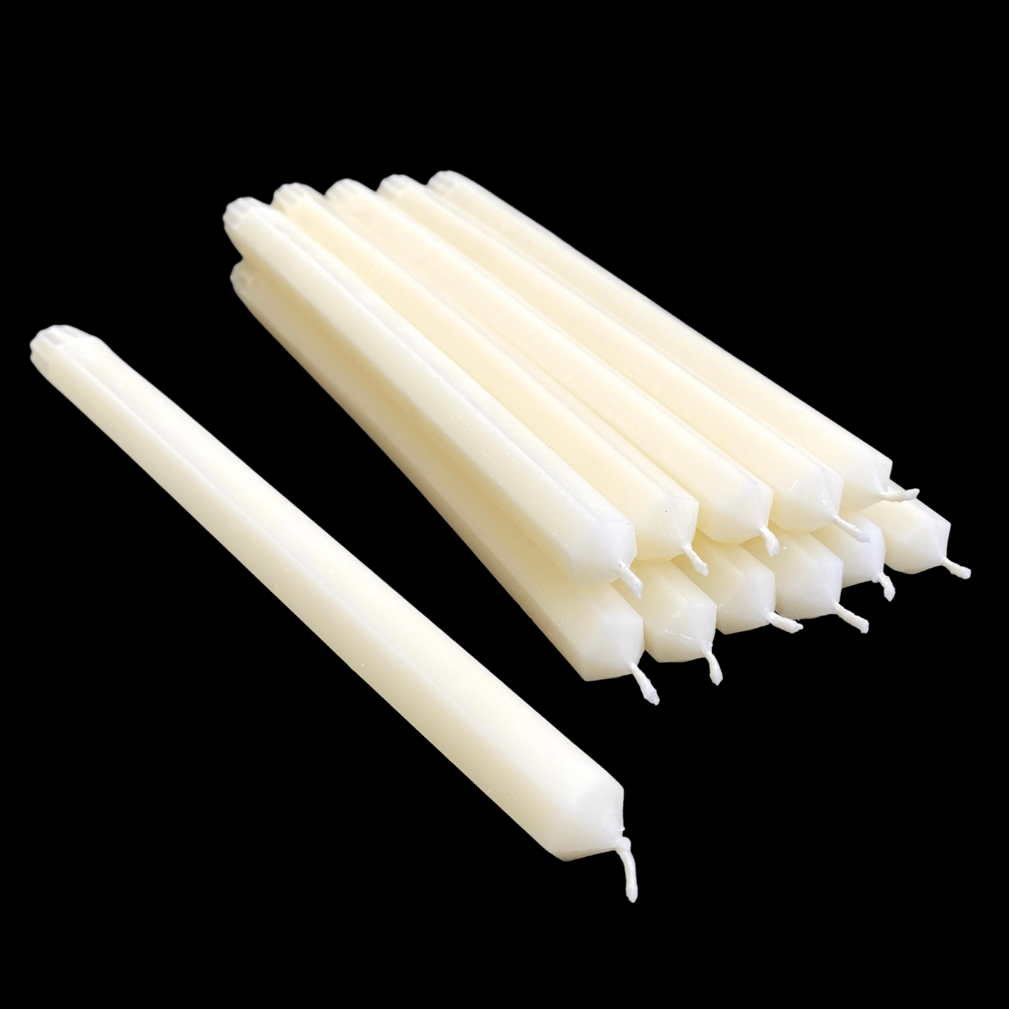 10" Hexagon Taper Candles - White Beeswax