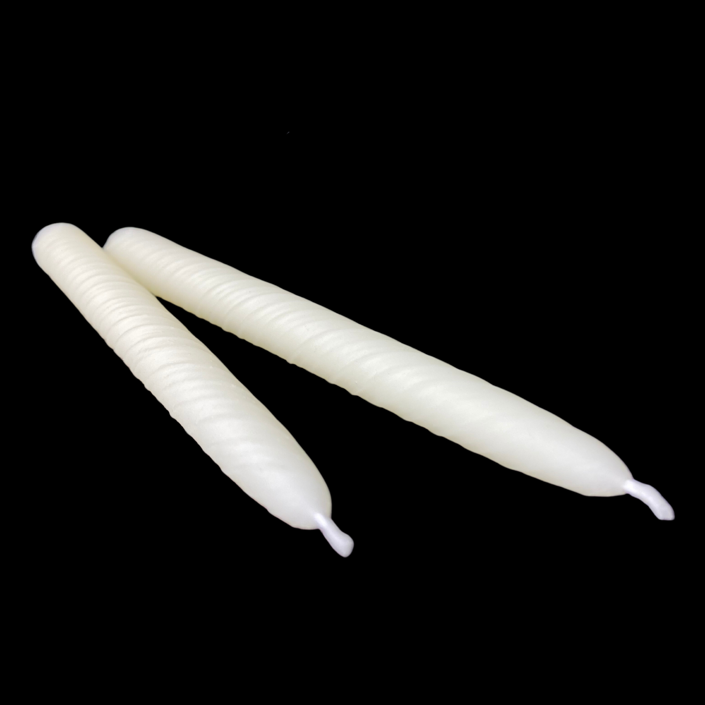 9.5" Romantic Swirl Tapers - White Beeswax