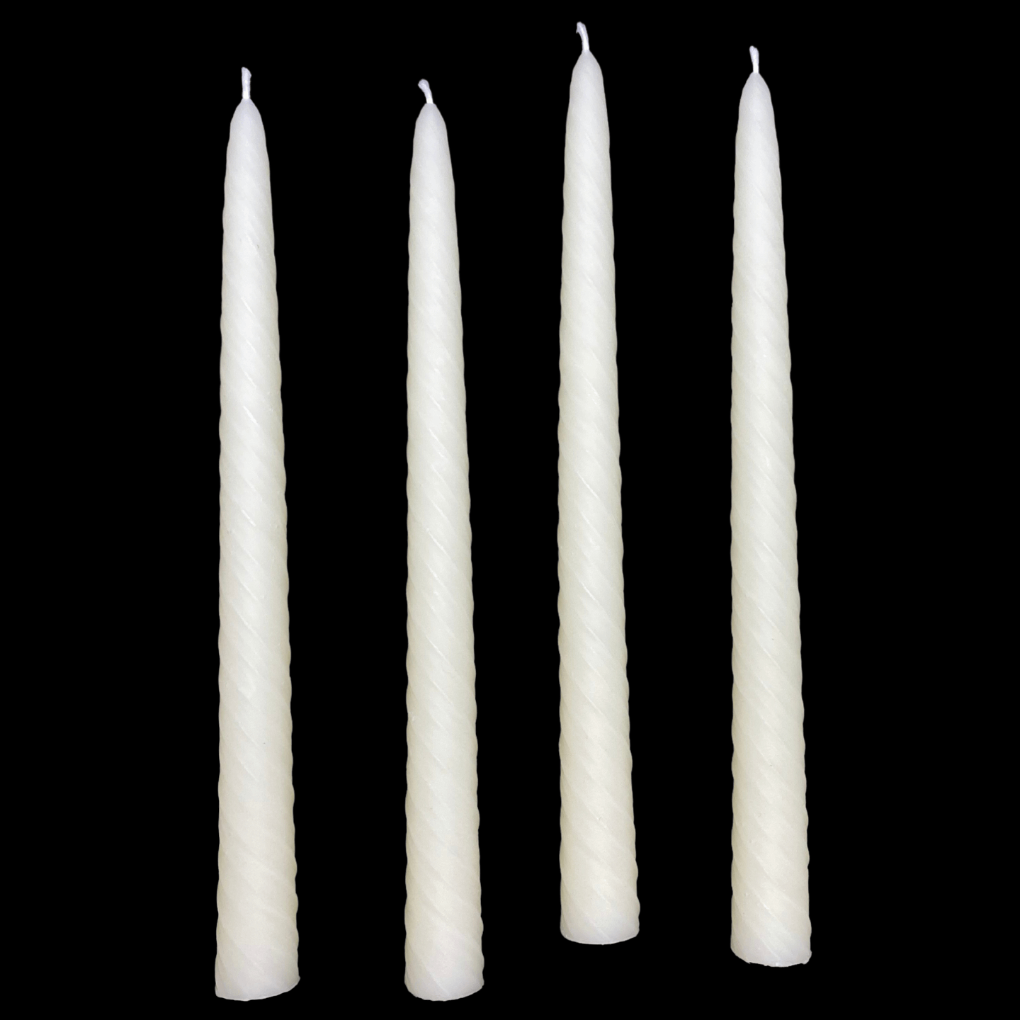 9.5" Romantic Swirl Tapers - White Beeswax
