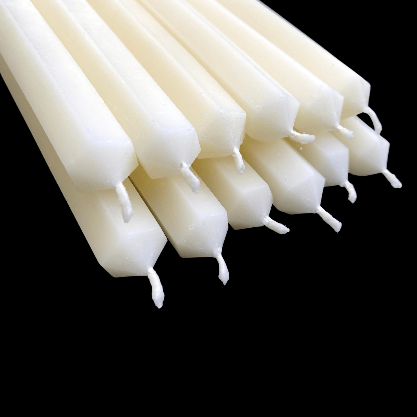 10" Hexagon Taper Candles - White Beeswax