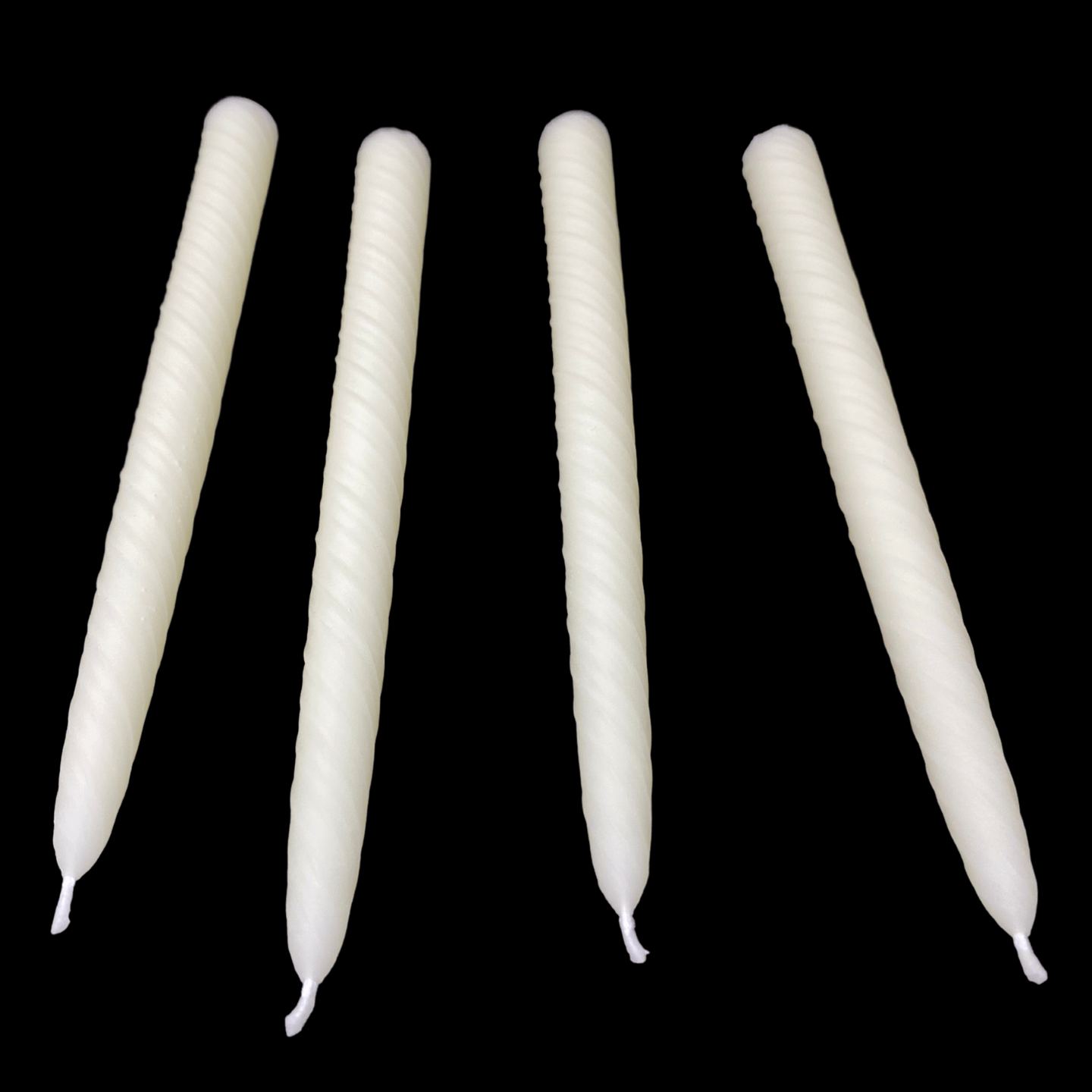 9.5" Romantic Swirl Tapers - White Beeswax