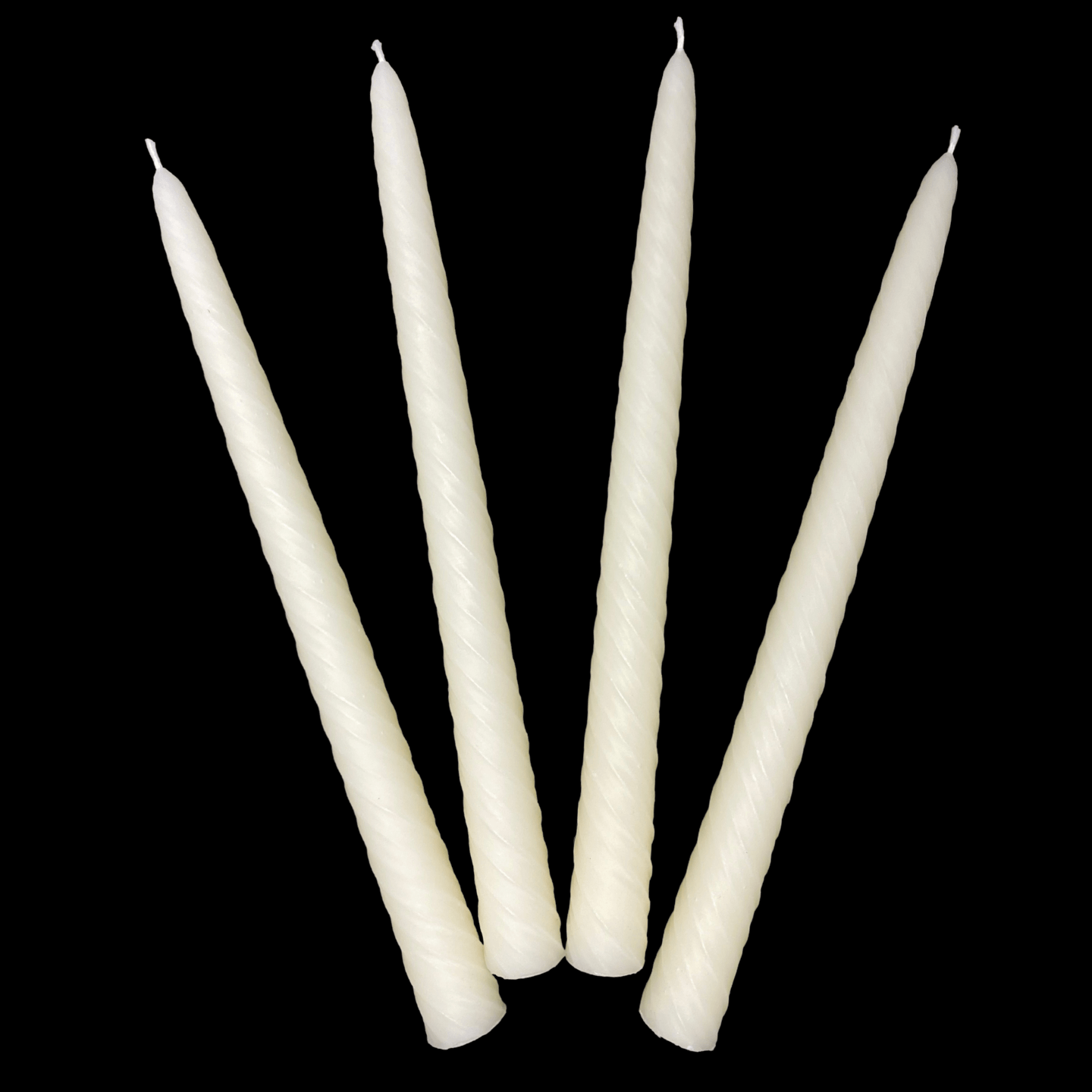 9.5" Romantic Swirl Tapers - White Beeswax