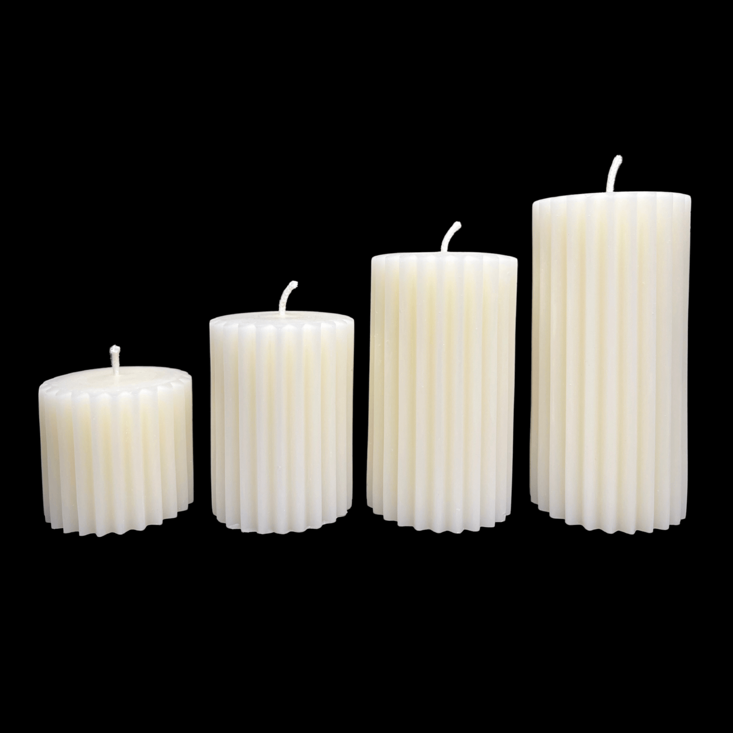 White Beeswax Fluted Pillar Candles