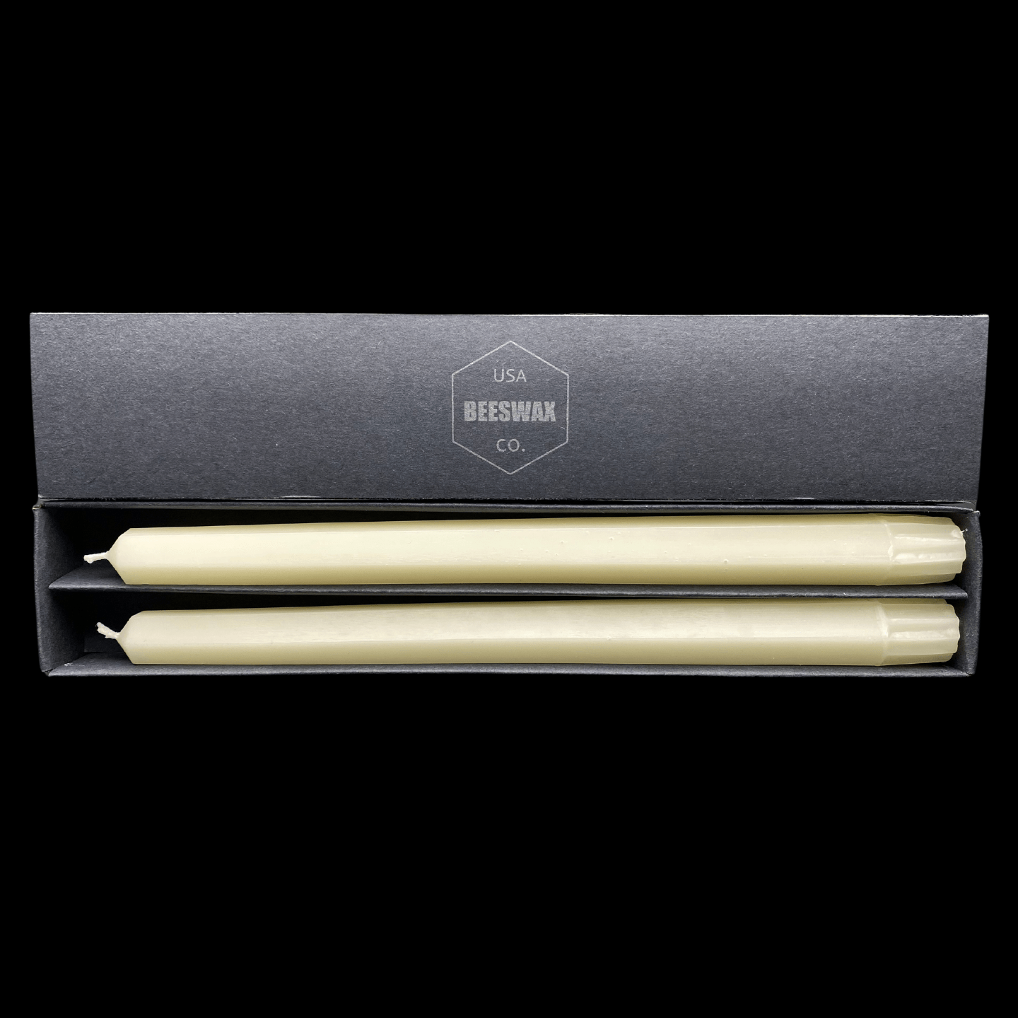 10" Hexagon Taper Candles - White Beeswax