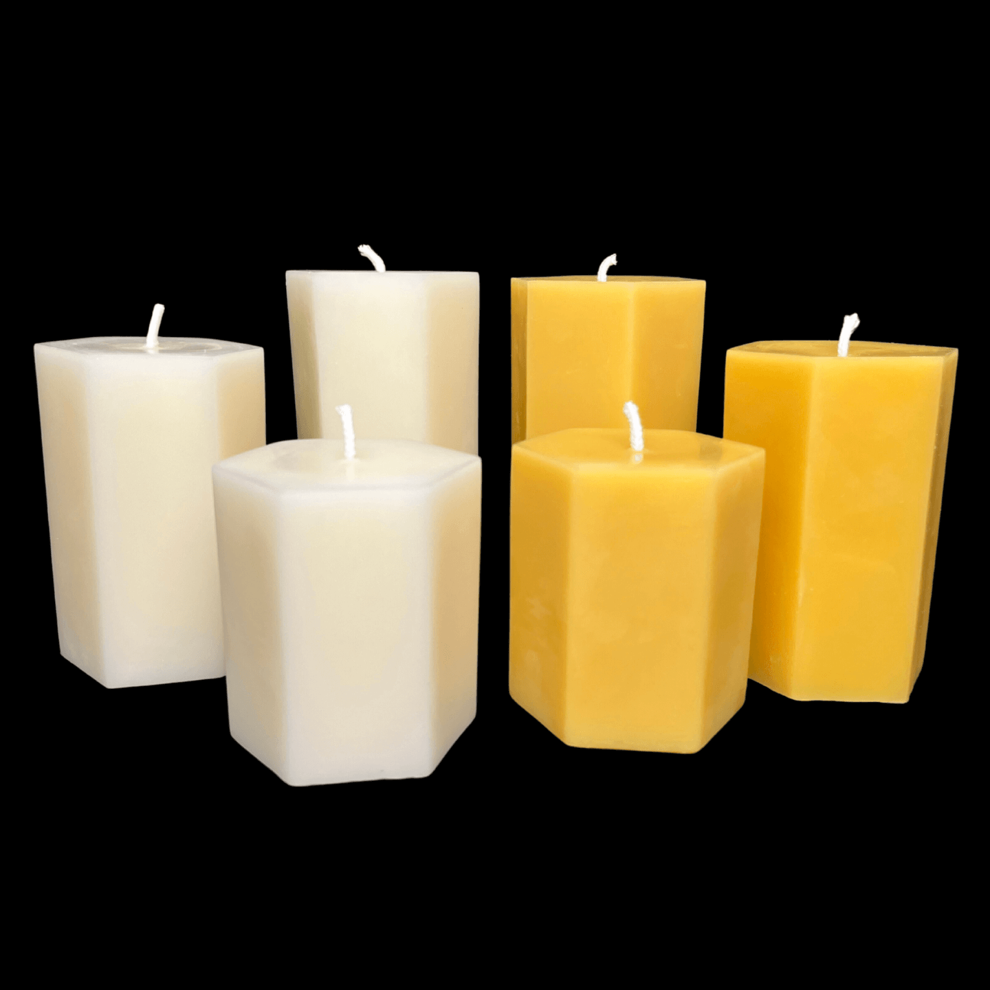 Yellow Beeswax Hexagon Pillar Candles