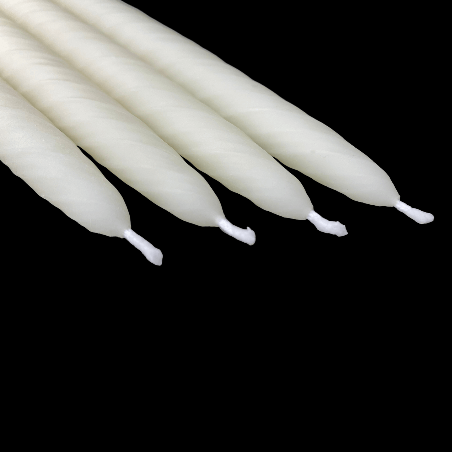 9.5" Romantic Swirl Tapers - White Beeswax