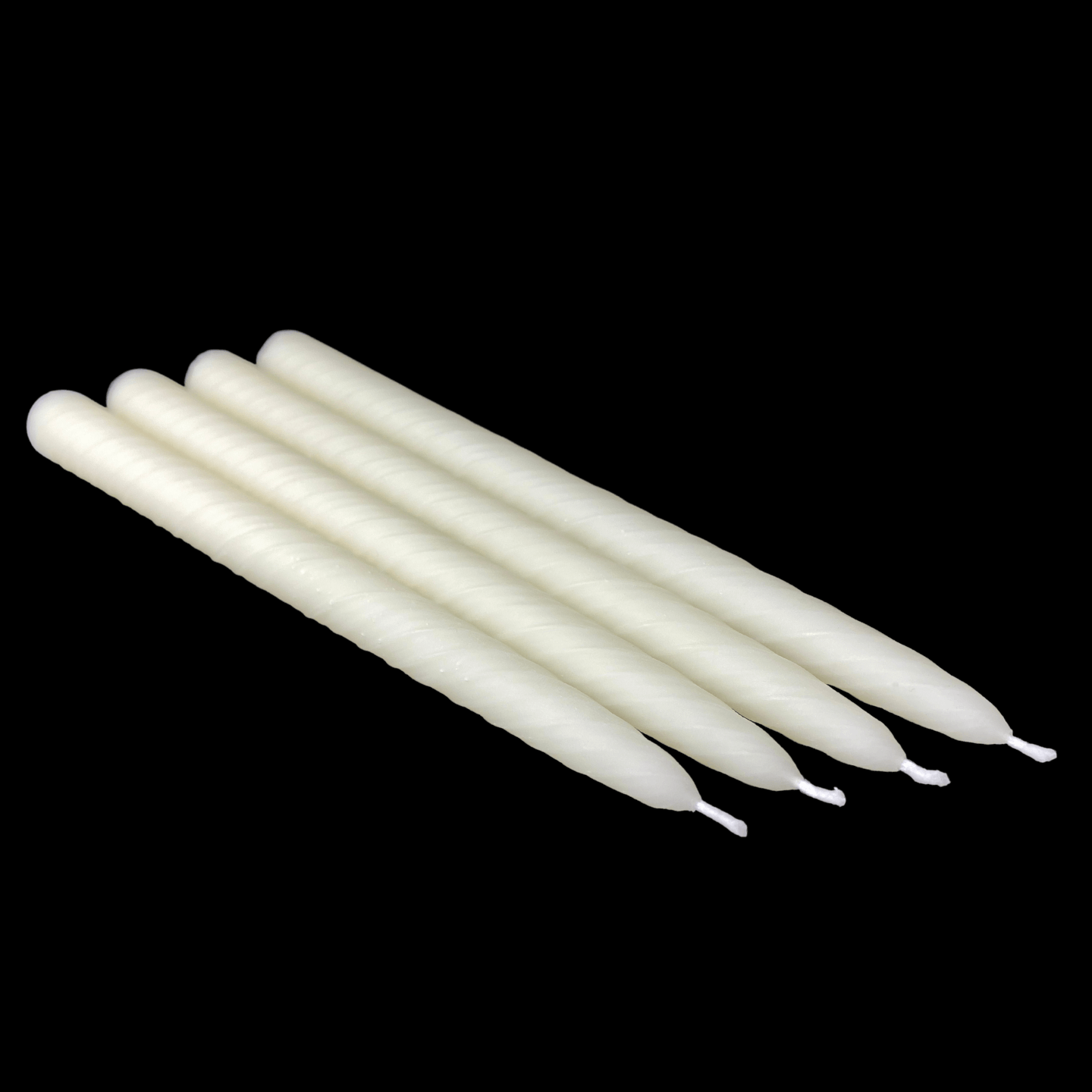 9.5" Romantic Swirl Tapers - White Beeswax
