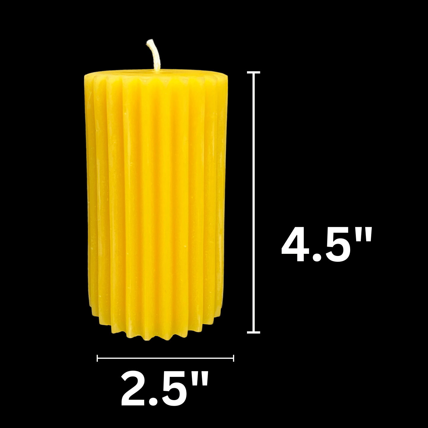 Yellow Beeswax Fluted Pillar Candles