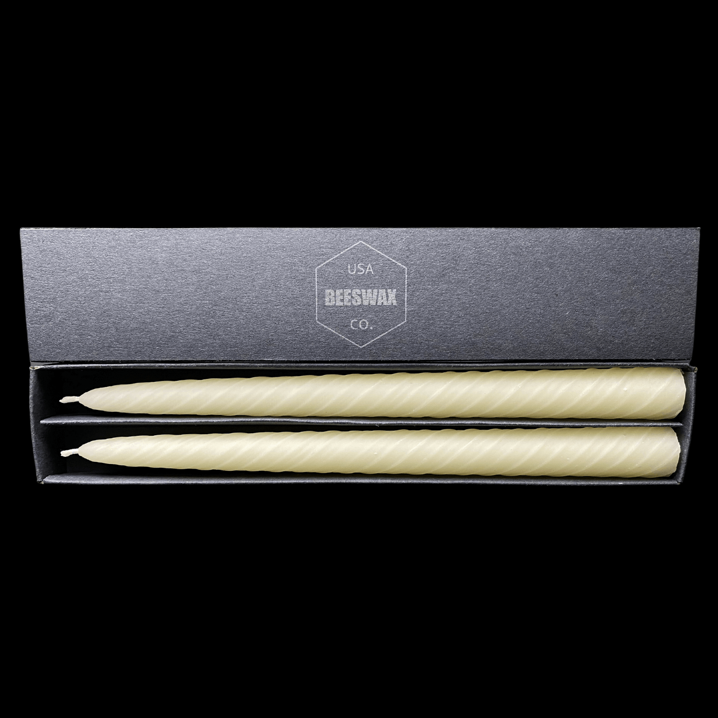 9.5" Romantic Swirl Tapers - White Beeswax