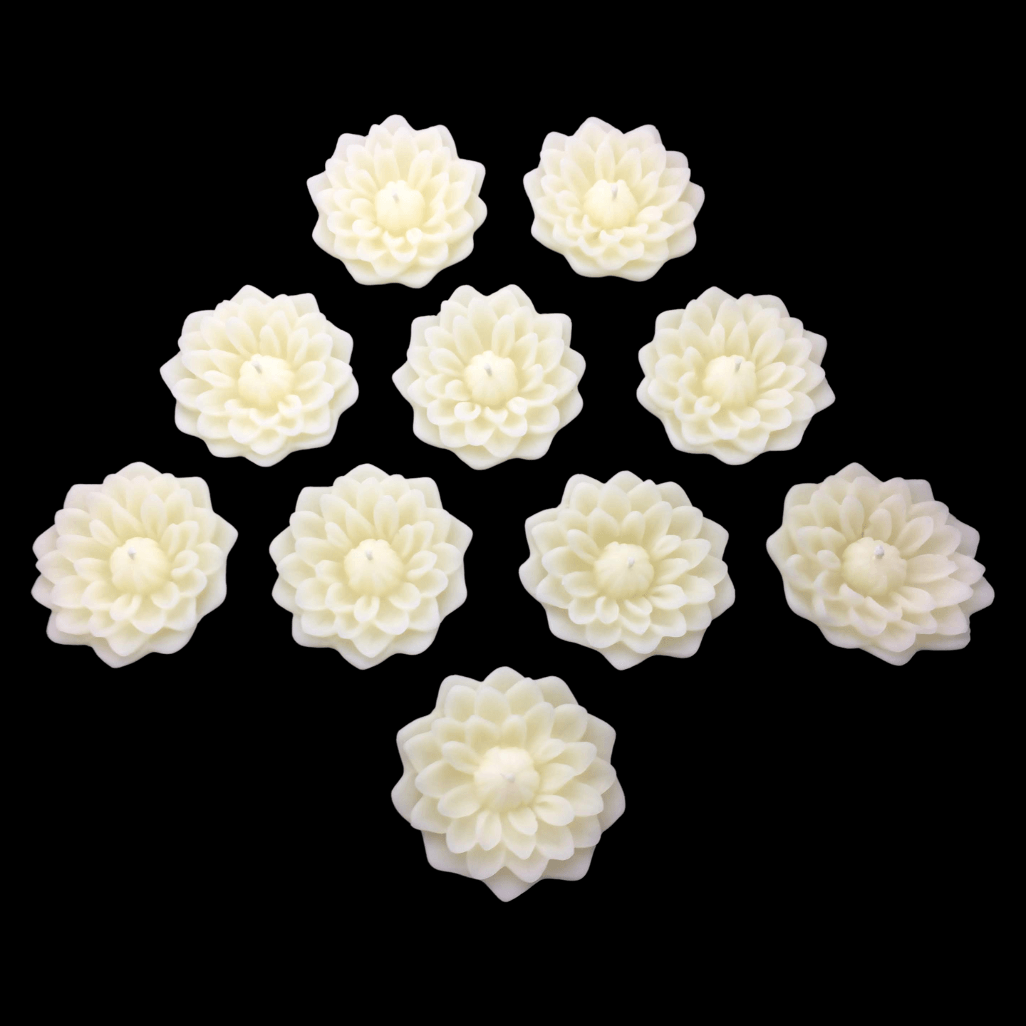 Dahlia Floating Candle - White Beeswax