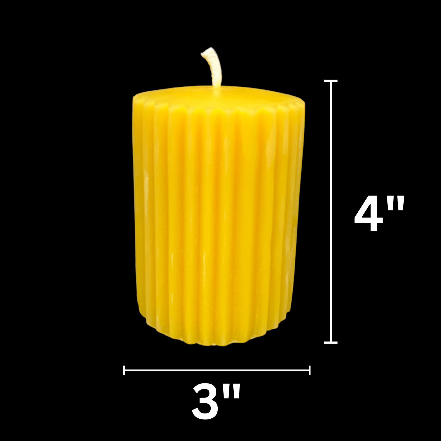Yellow Beeswax Fluted Pillar Candles