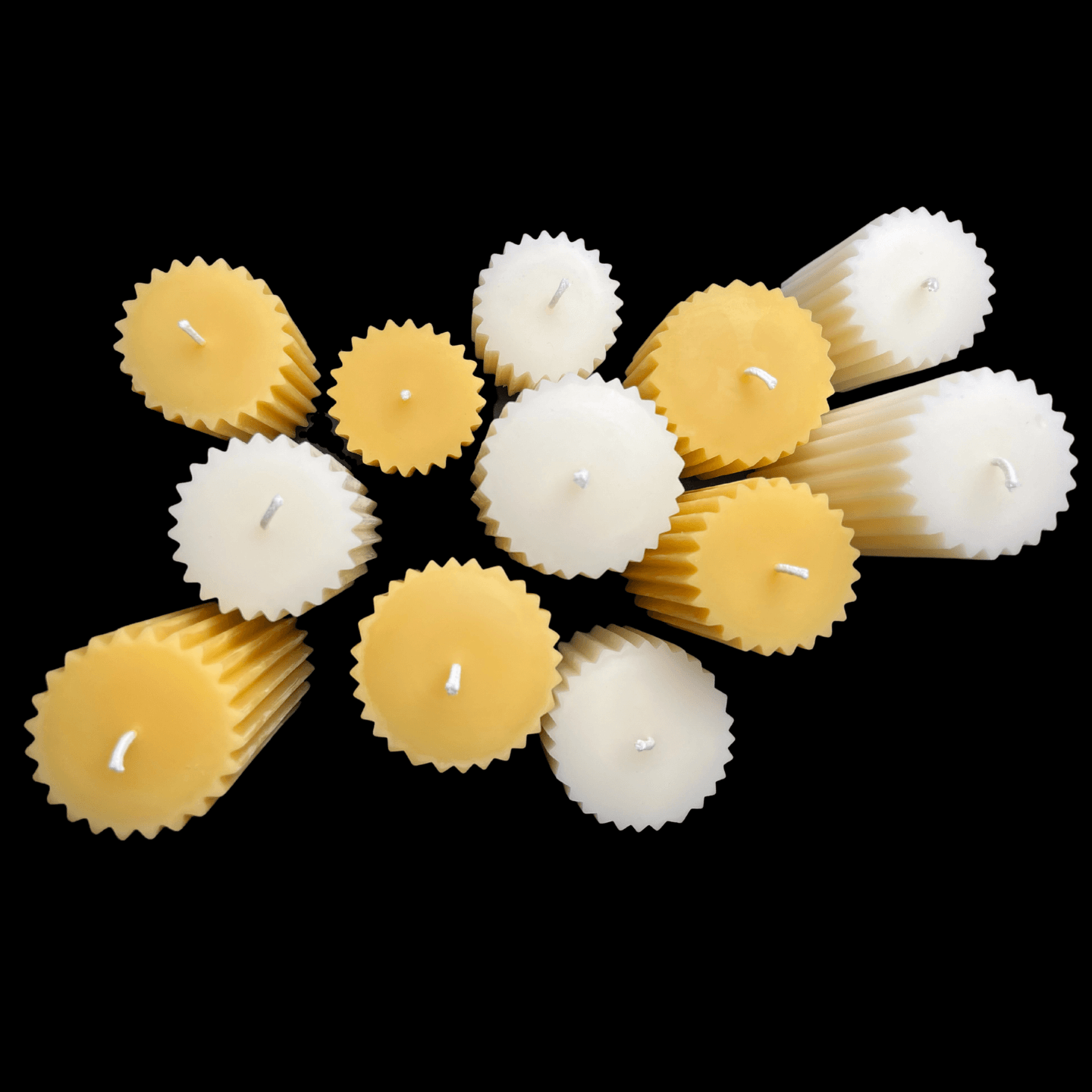 White Beeswax Fluted Pillar Candles