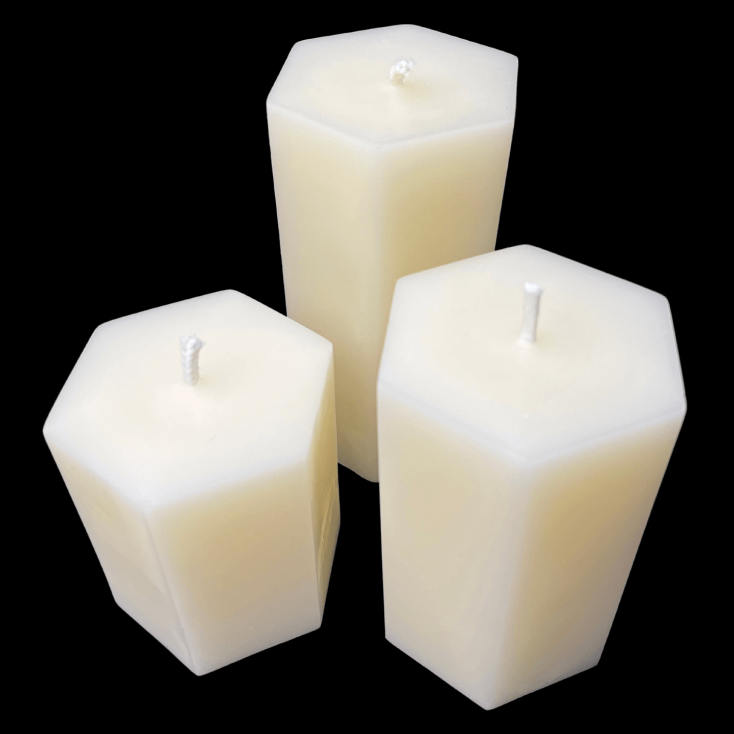 White Beeswax Hexagon Pillar Candles