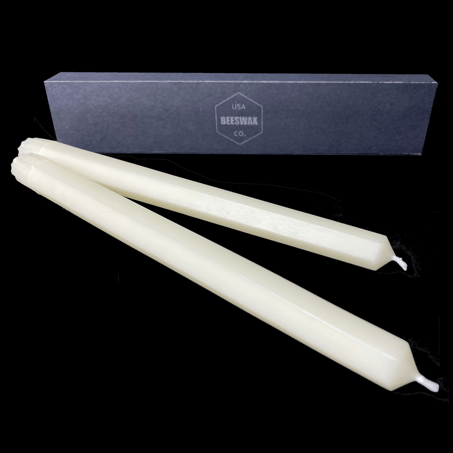 10" Hexagon Taper Candles - White Beeswax