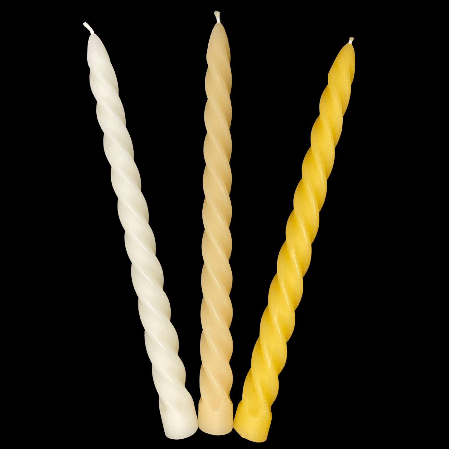 Large Spiral Taper Candles - White Beeswax