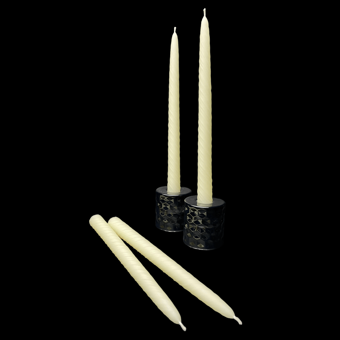 9.5" Romantic Swirl Tapers - White Beeswax