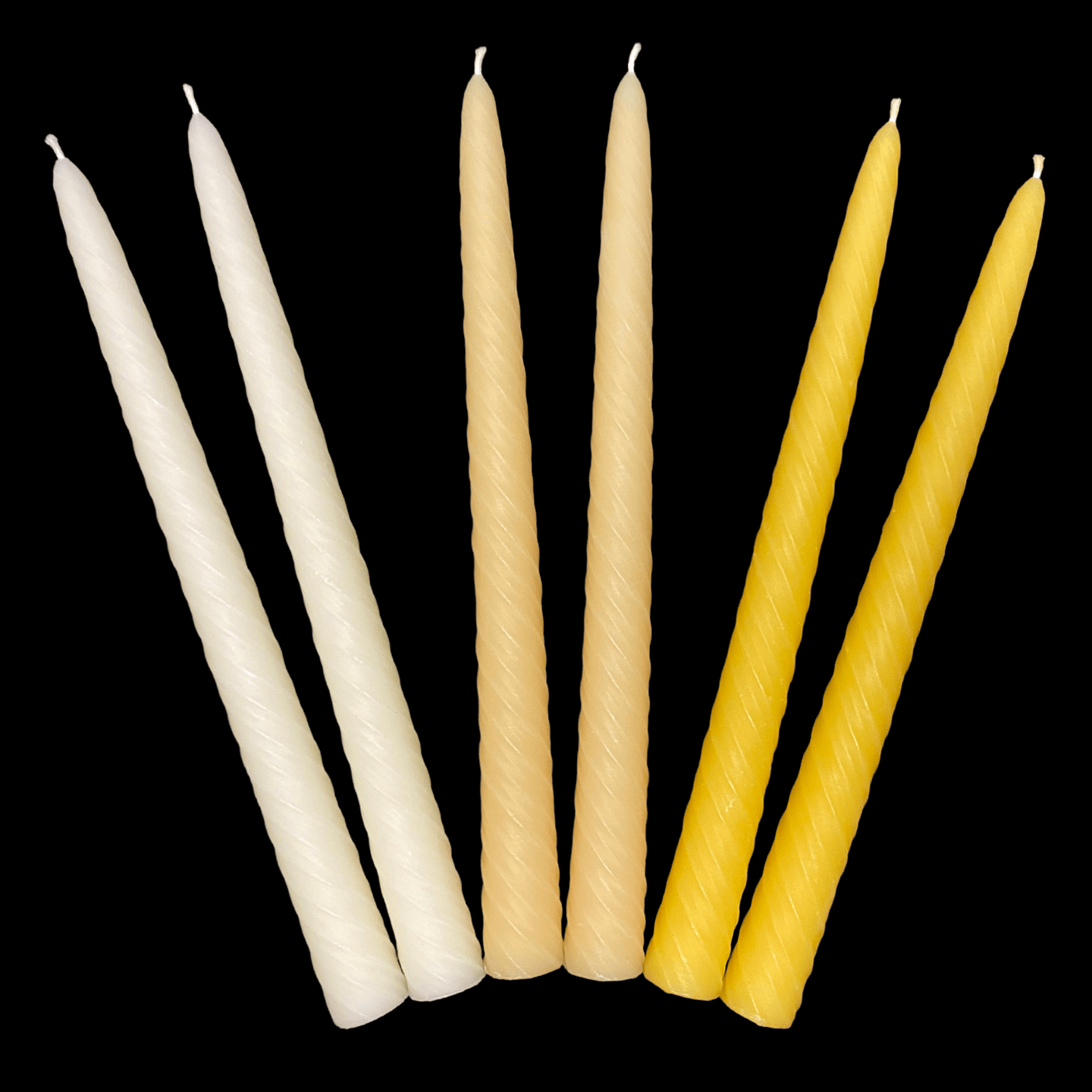 9.5" Romantic Swirl Tapers - Yellow Beeswax