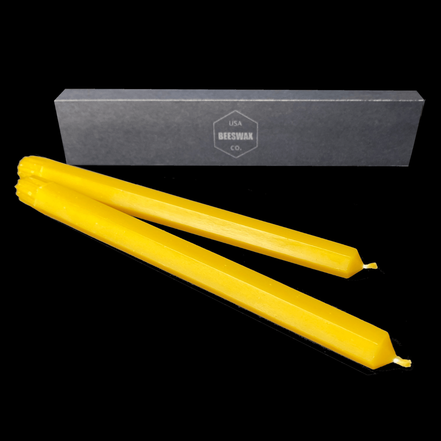 10" Hexagon Taper Candles - Yellow Beeswax