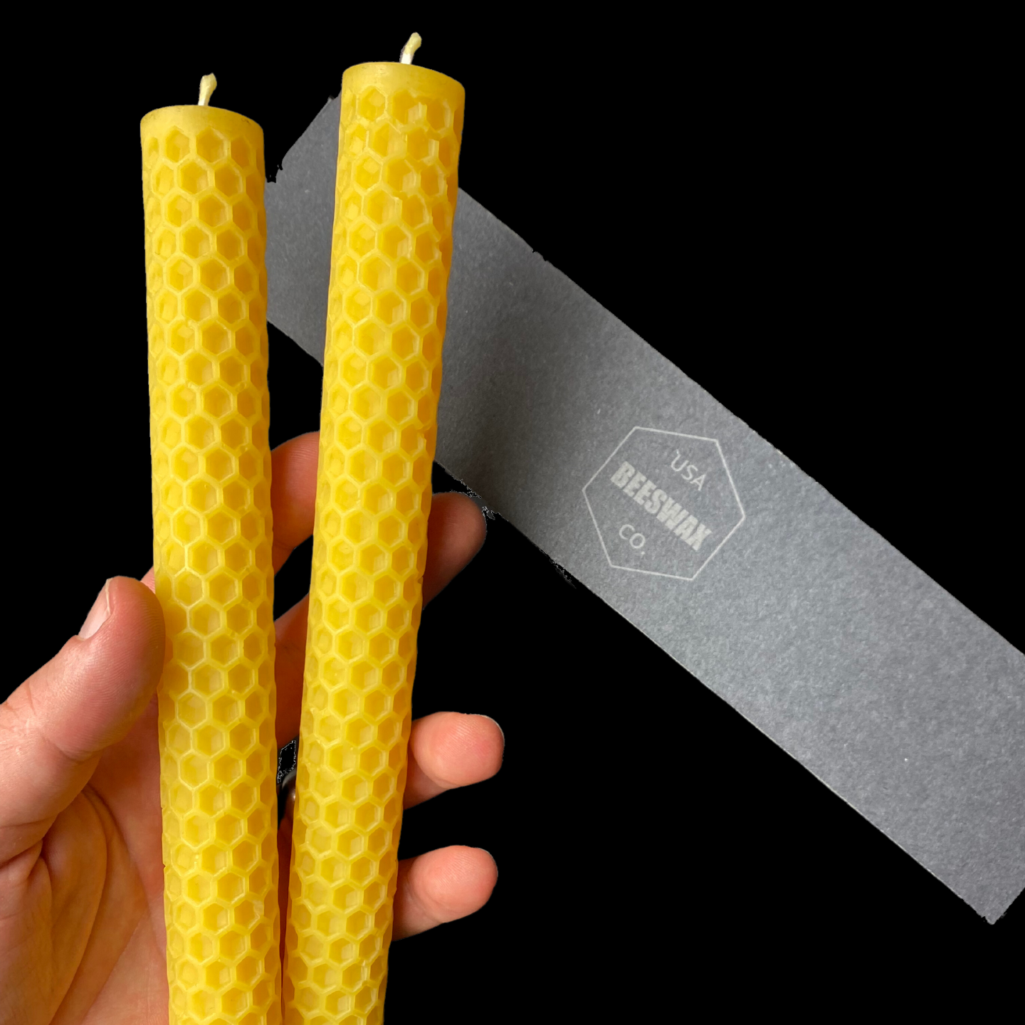 Honeycomb Pattern Tapers  - Yellow Beeswax