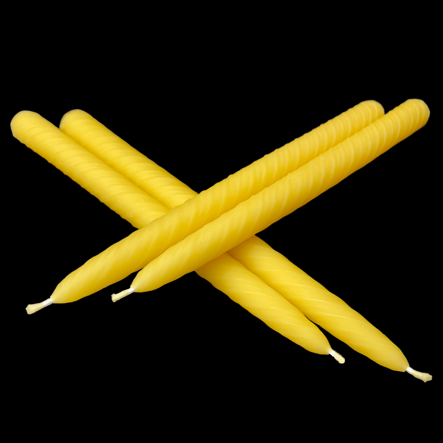 9.5" Romantic Swirl Tapers - Yellow Beeswax