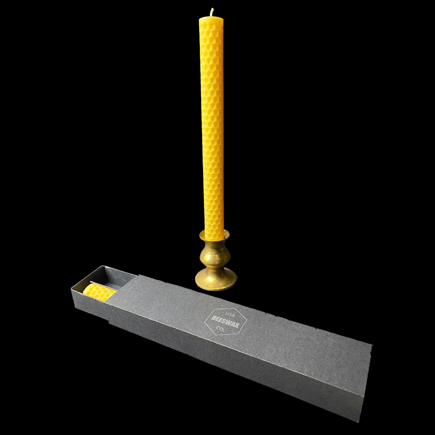 Honeycomb Pattern Tapers  - Yellow Beeswax