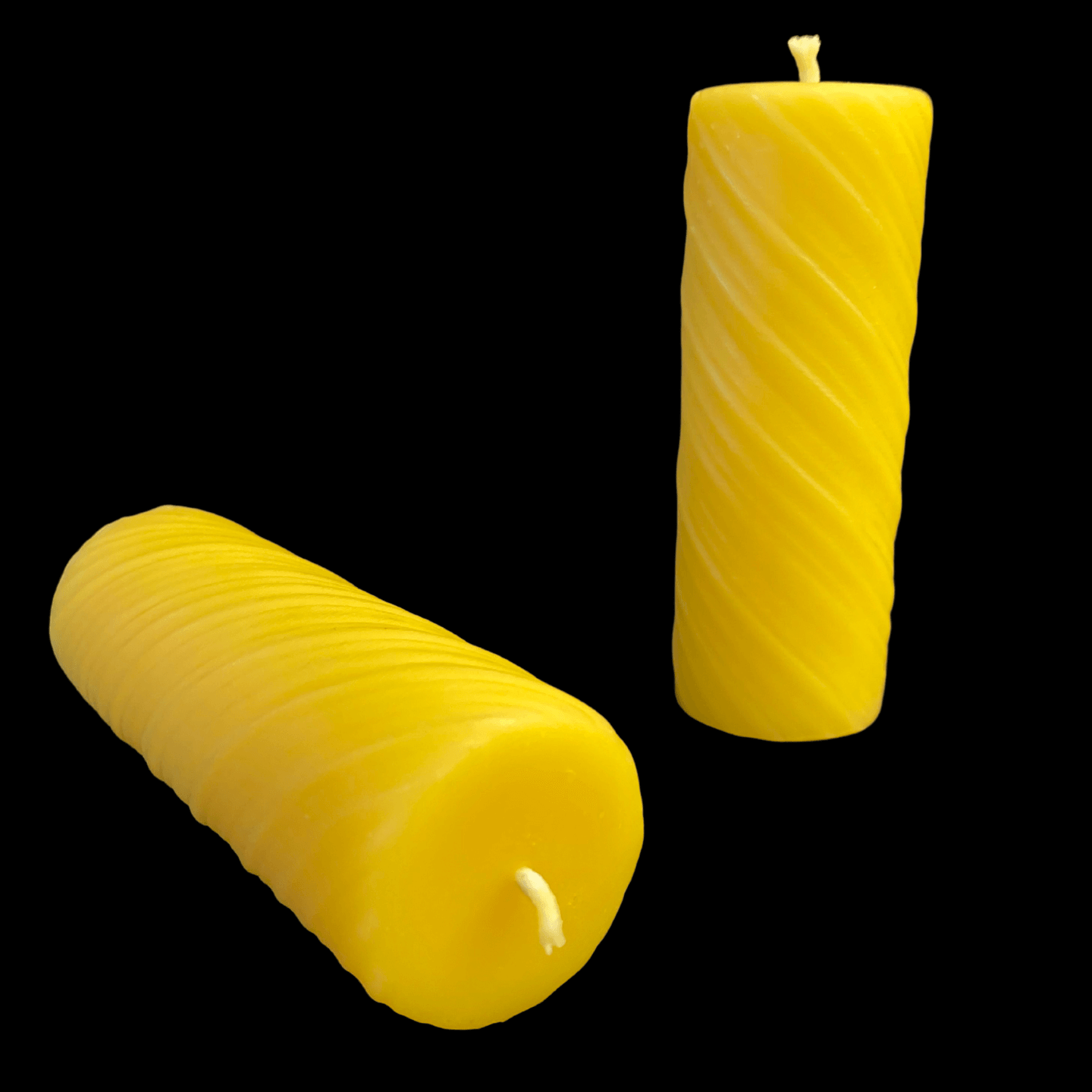 Yellow Beeswax Swirl Pillar Candle