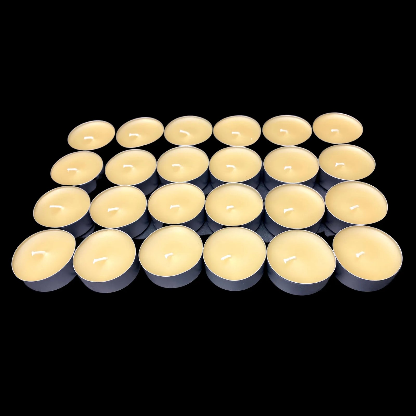 Raw unbleached cappings beeswax tea lights in aluminum tins, 100% beeswax, natural look