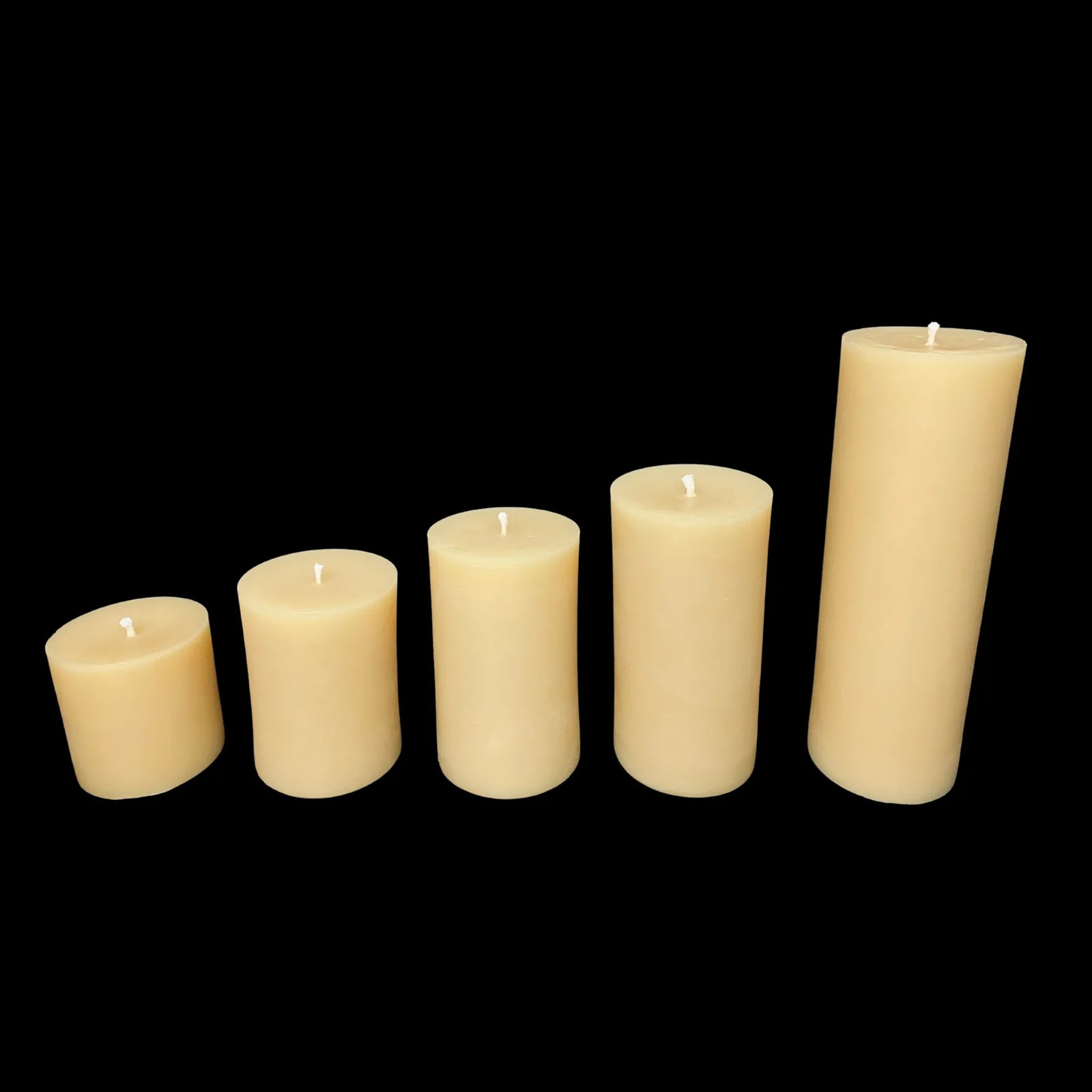 Large 3-inch width cappings beeswax pillar candles, crafted from 100% natural wax in various heights.
