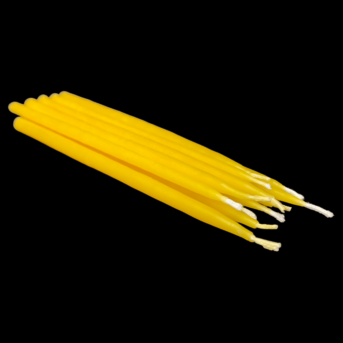 Skinny yellow beeswax birthday taper candles 6 inch hand poured with cotton wicks