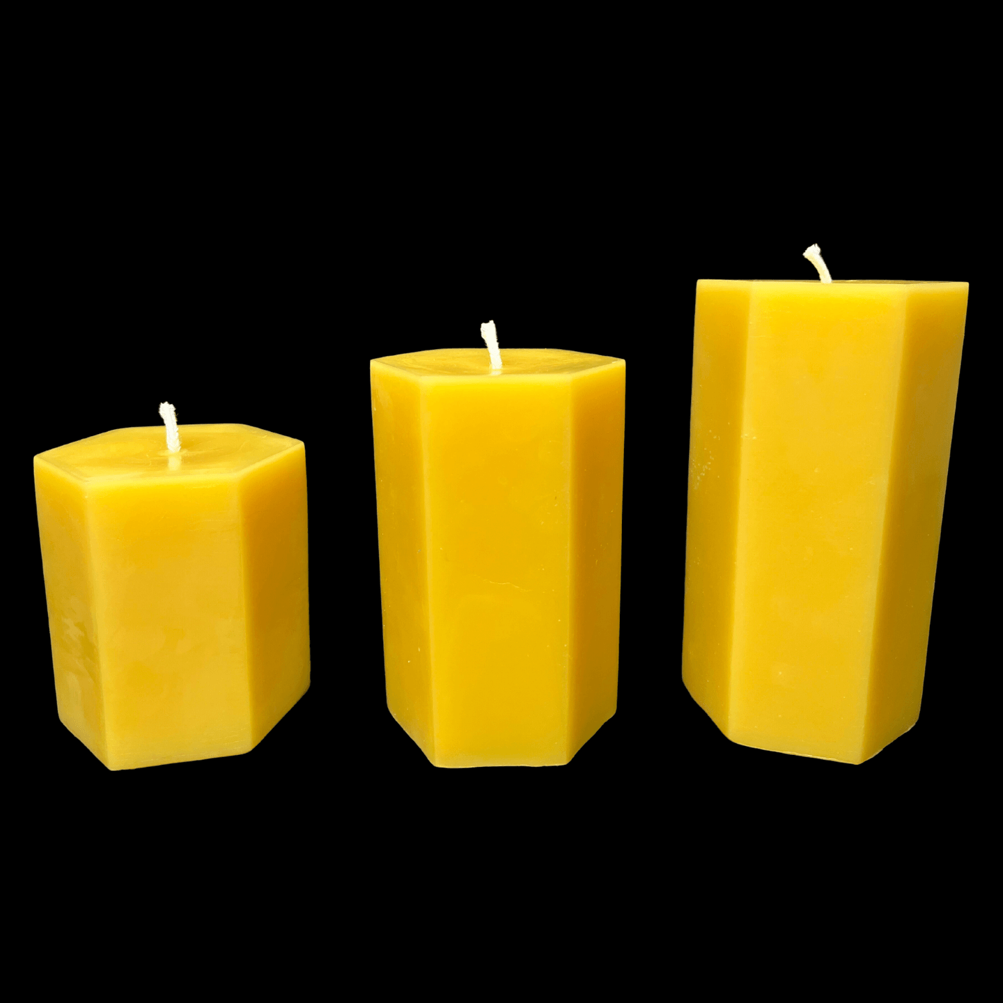Yellow Beeswax Hexagon Pillar Candles