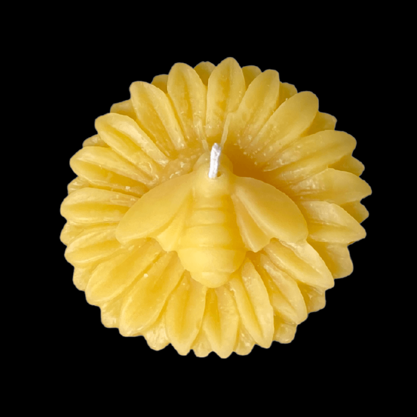 Bee on a Sunflower Candle - Yellow Beeswax