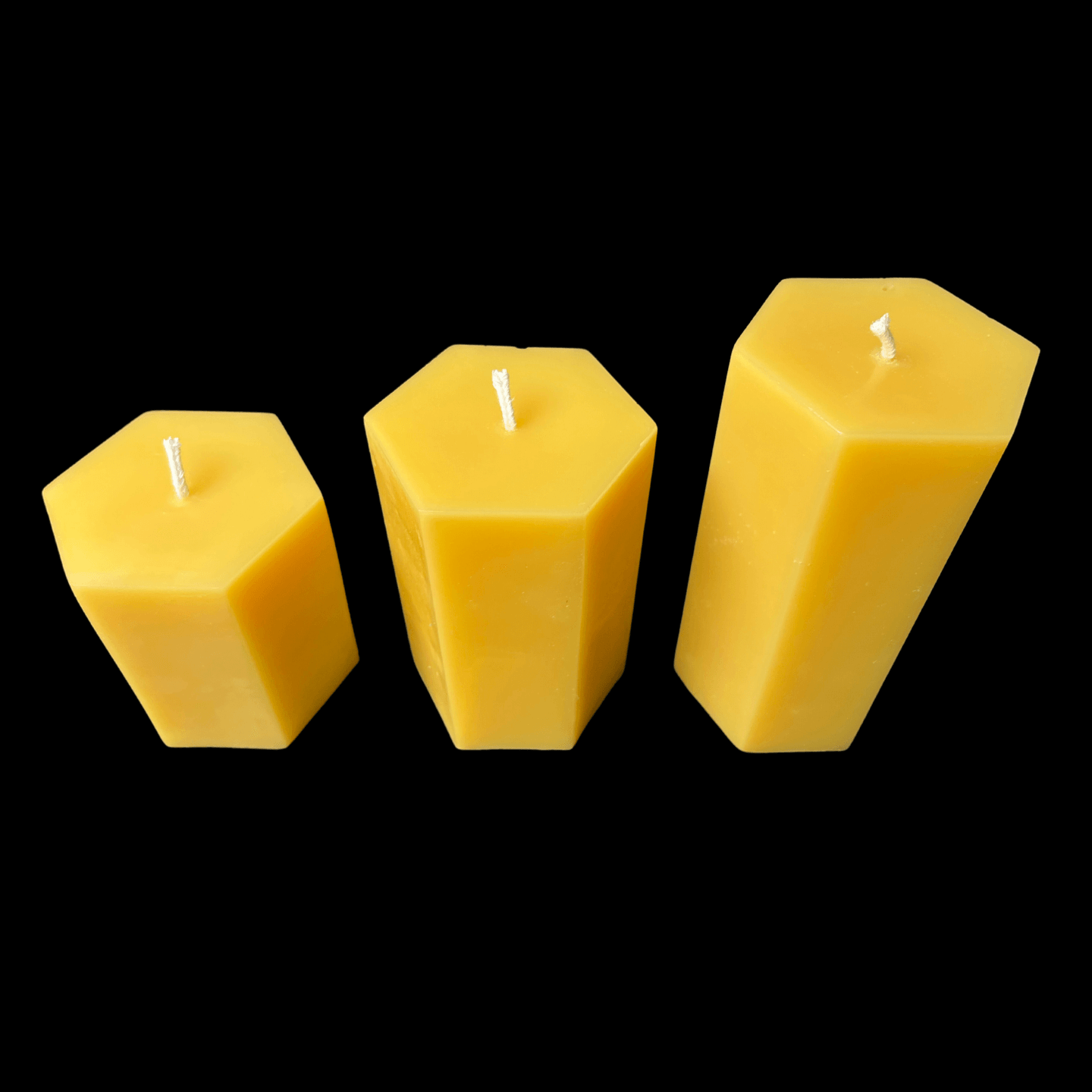 Yellow Beeswax Hexagon Pillar Candles