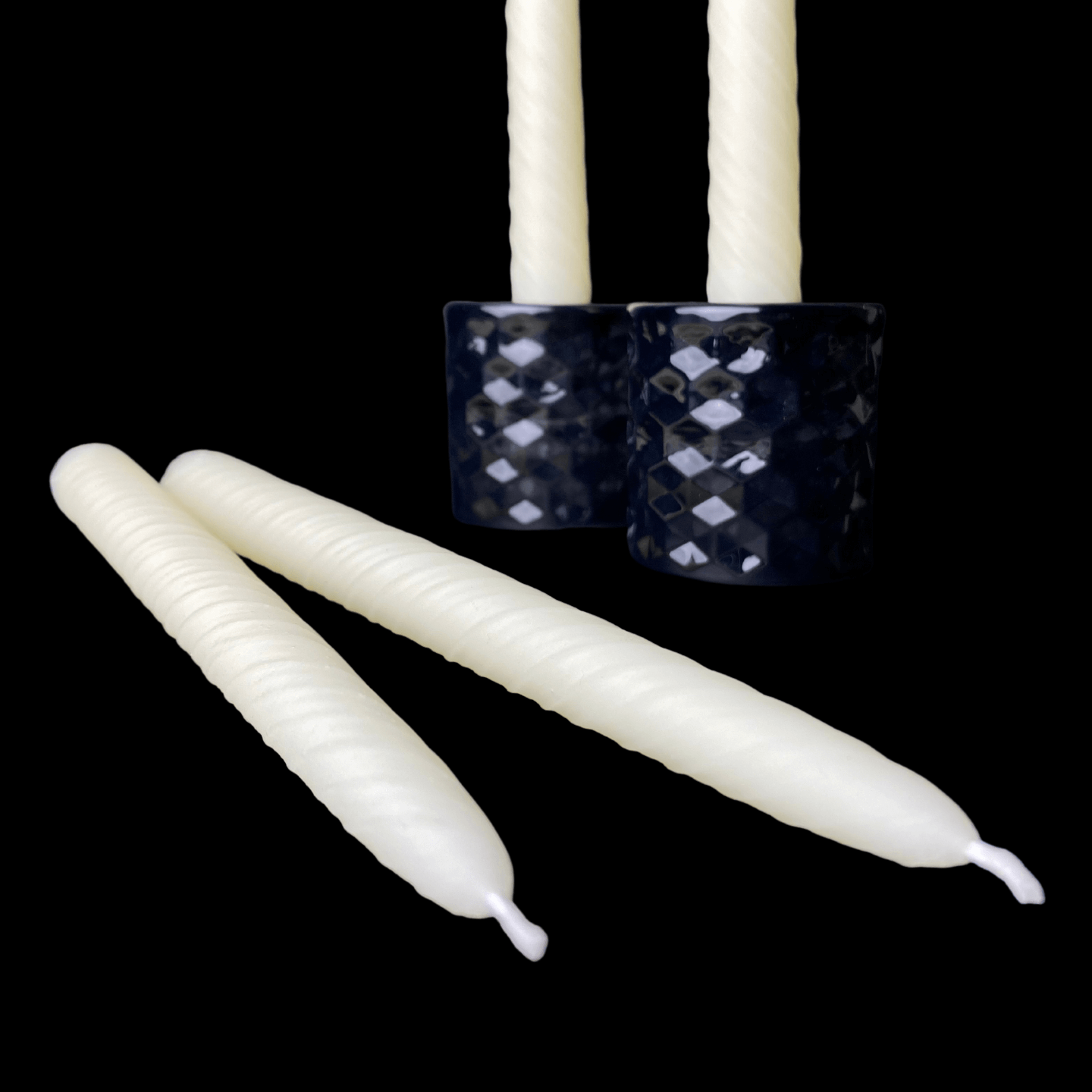 9.5" Romantic Swirl Tapers - White Beeswax
