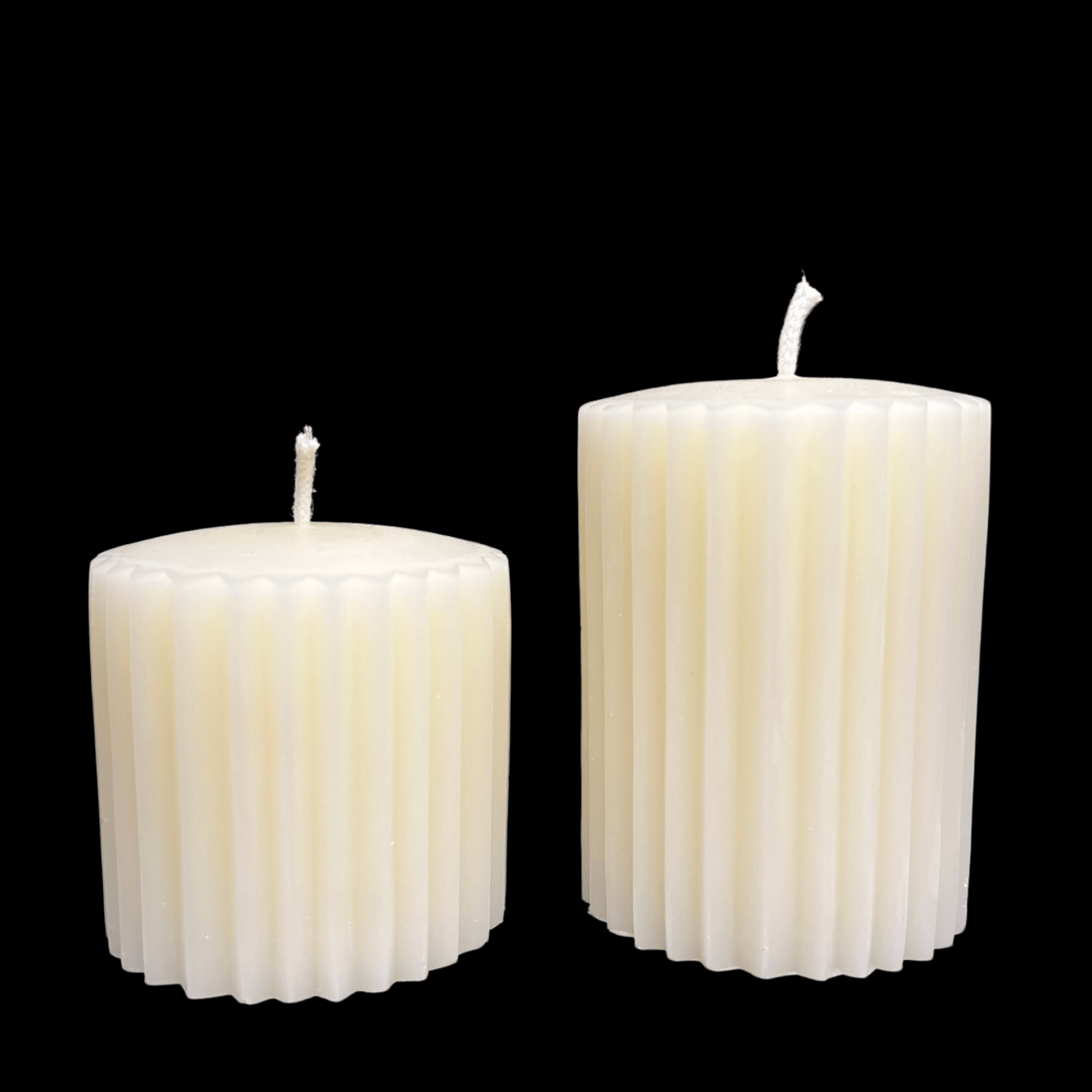 White Beeswax Fluted Pillar Candles