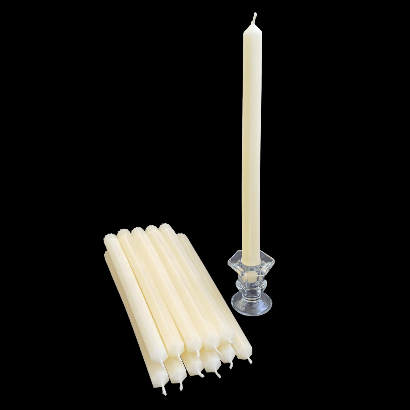 10" Hexagon Taper Candles - White Beeswax