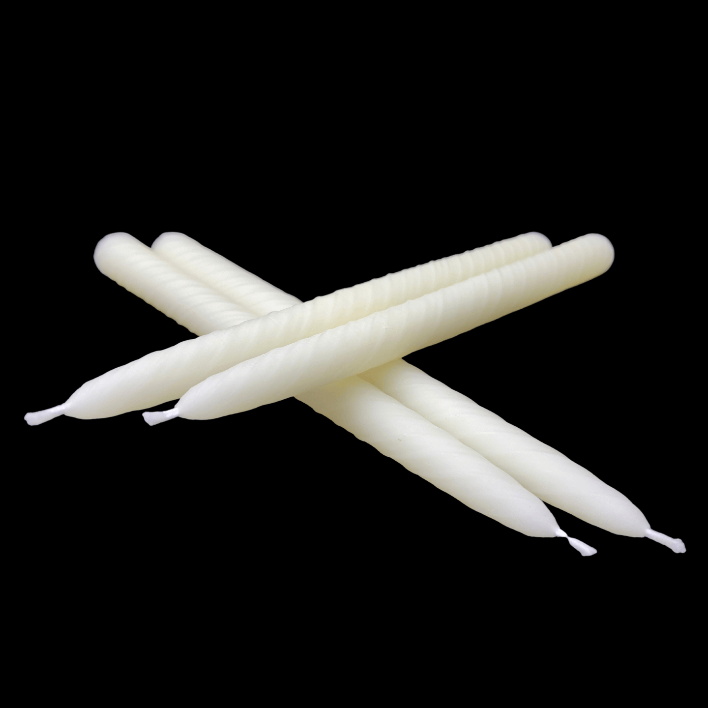 9.5" Romantic Swirl Tapers - White Beeswax