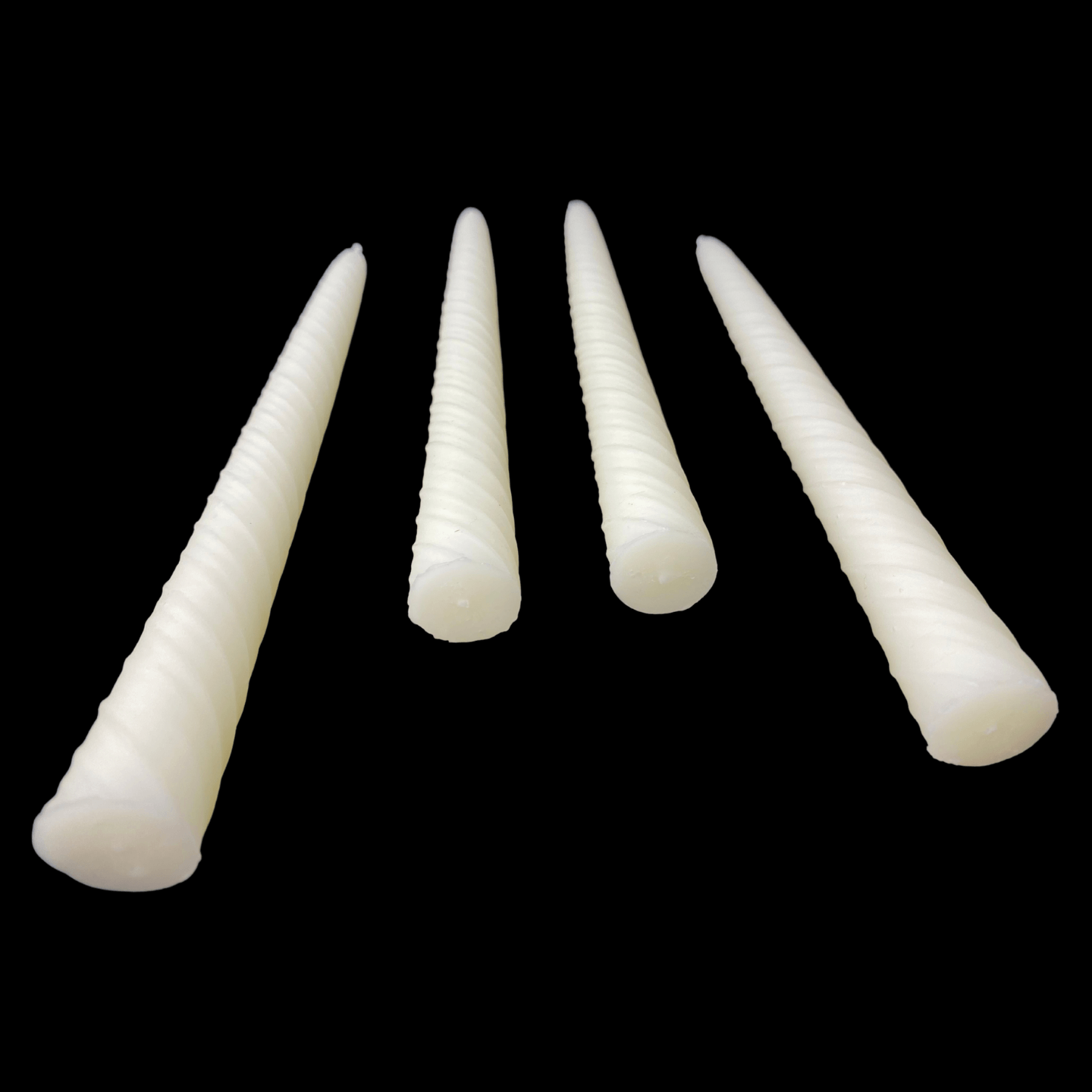 9.5" Romantic Swirl Tapers - White Beeswax
