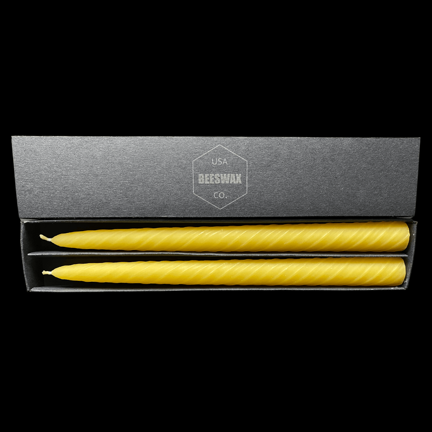 9.5" Romantic Swirl Tapers - Yellow Beeswax