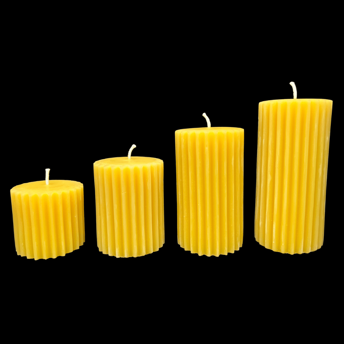 Yellow Beeswax Fluted Pillar Candles