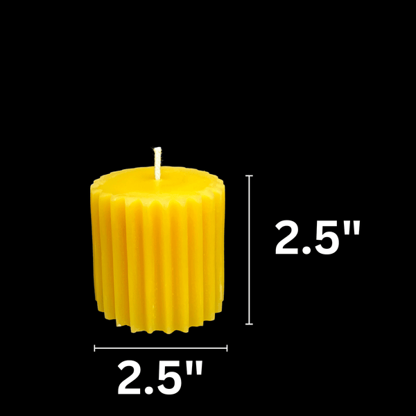 Handcrafted Yellow Fluted Beeswax Candles USA Beeswax Co.
