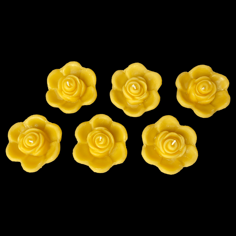 Rose Bud Floating Candle - Yellow Beeswax