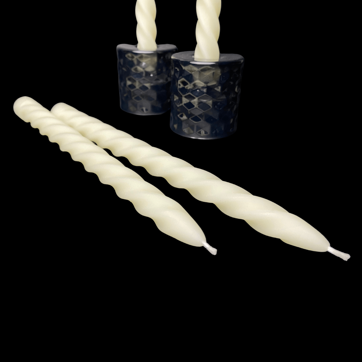 Large Spiral Taper Candles - White Beeswax