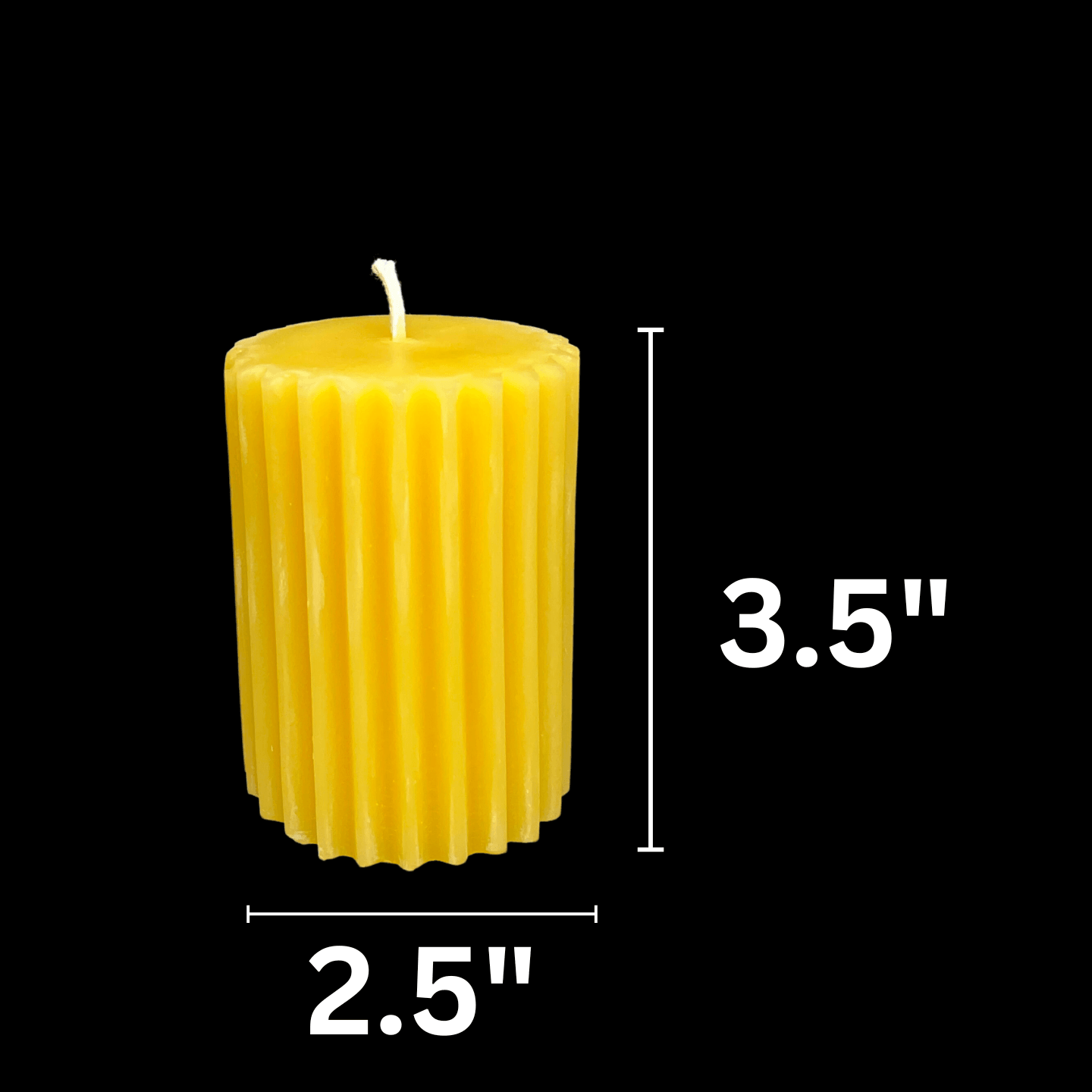 Yellow Beeswax Fluted Pillar Candles
