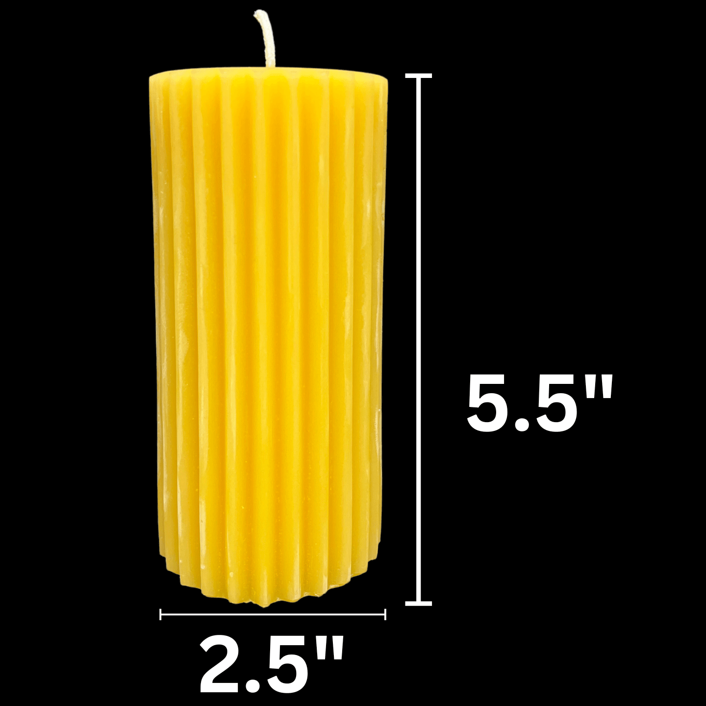 Yellow Beeswax Fluted Pillar Candles
