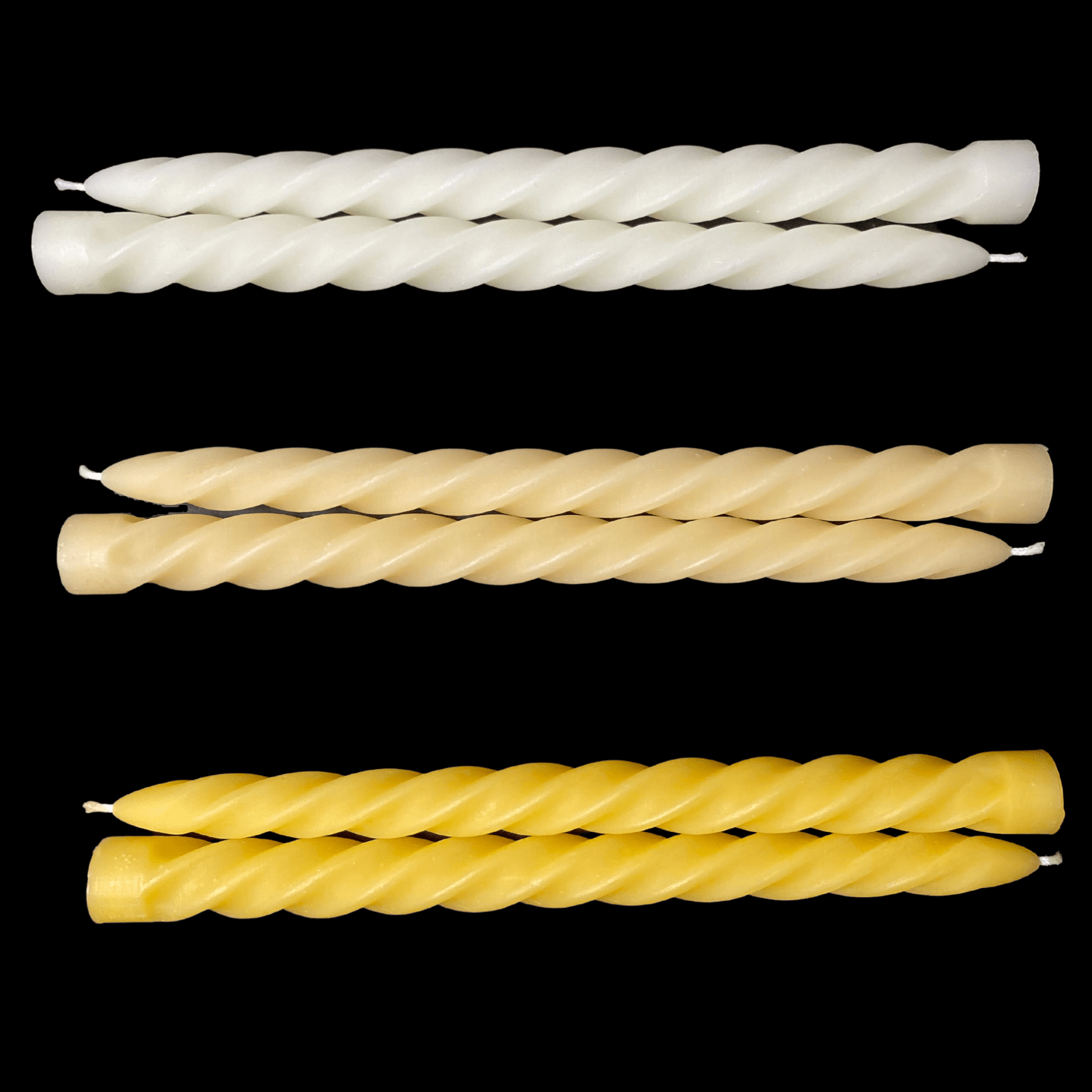 Large Spiral Taper Candles - White Beeswax