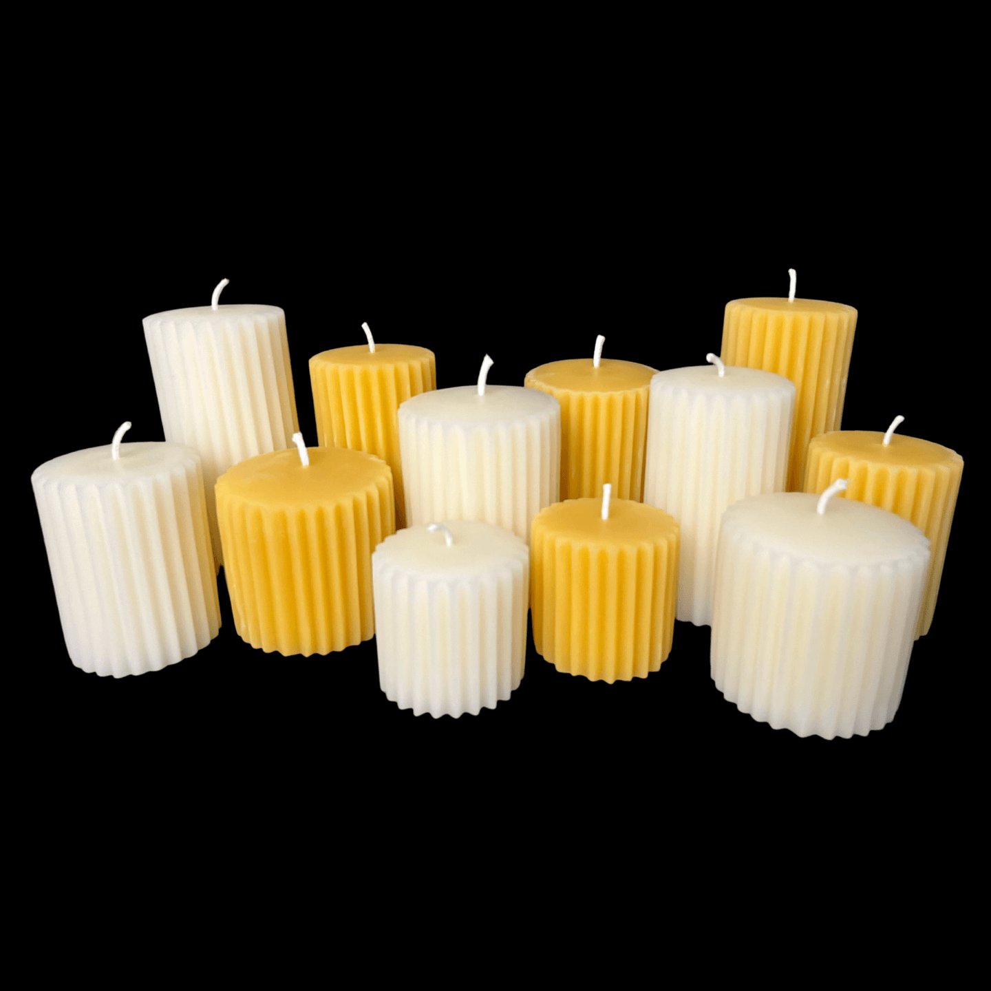 Yellow Beeswax Fluted Pillar Candles