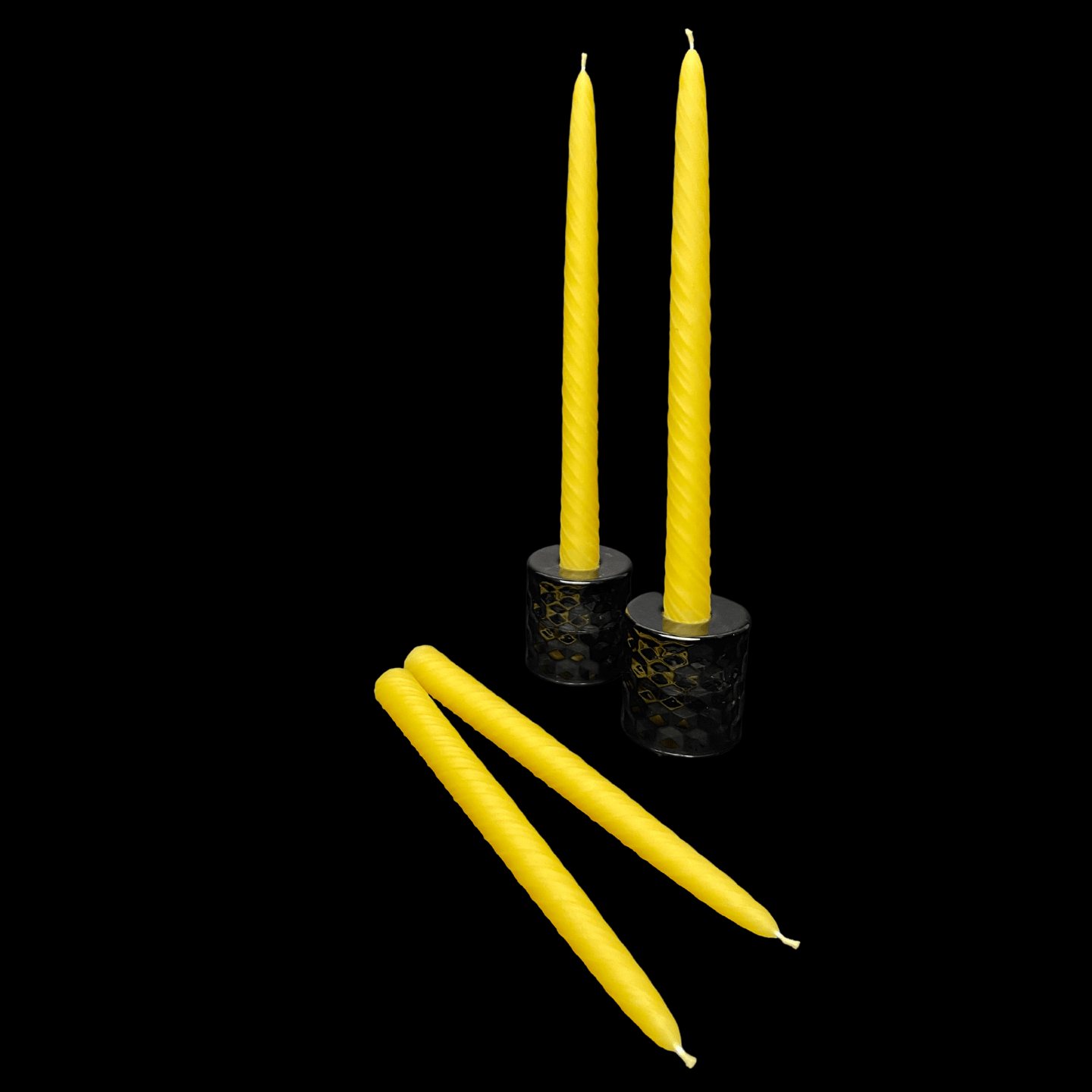 9.5" Romantic Swirl Tapers - Yellow Beeswax